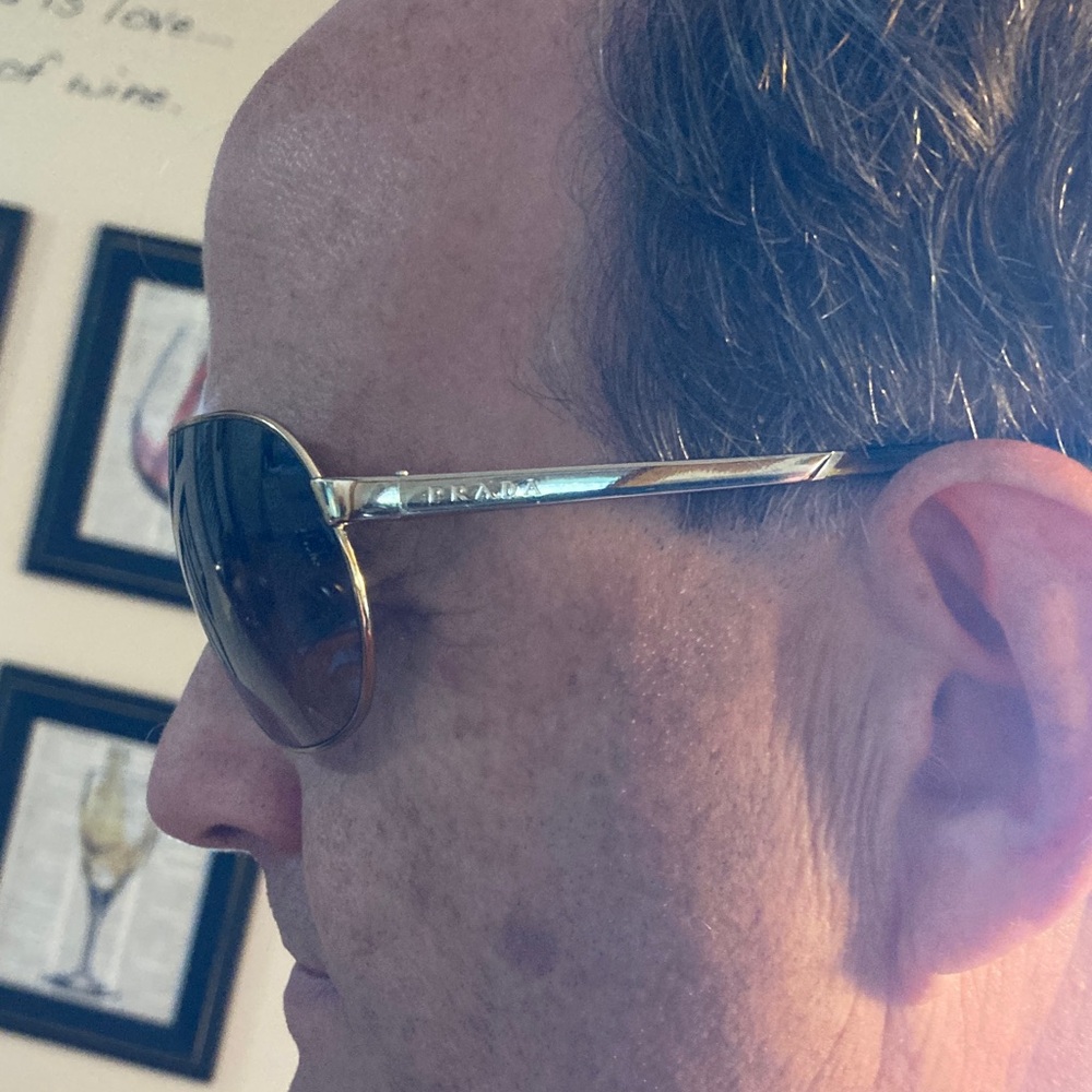 Prada Gold and Blackish Brown Aviator Sunglasses - Picture 15 of 15